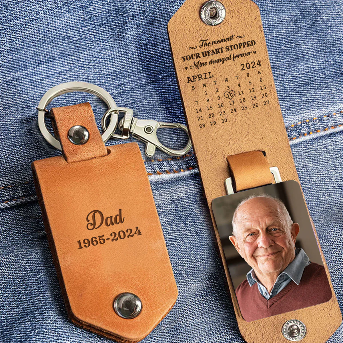 The Moment - Personalized Leather Photo Keychain - Image 3