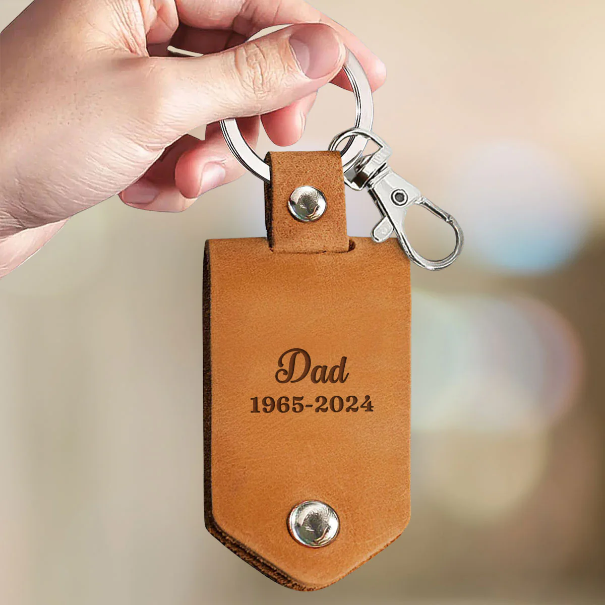 The Moment - Personalized Leather Photo Keychain - Image 4