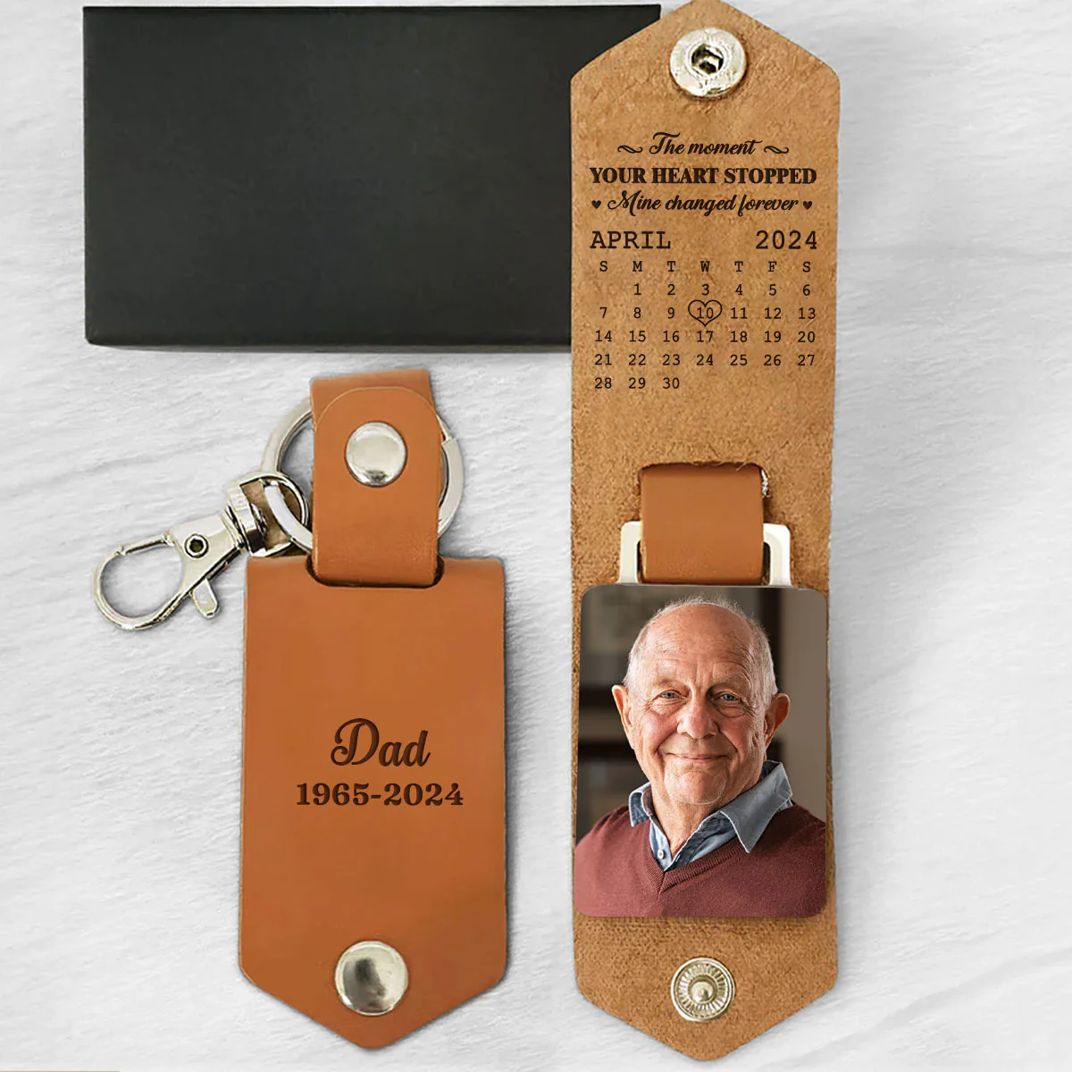 The Moment - Personalized Leather Photo Keychain - Image 5