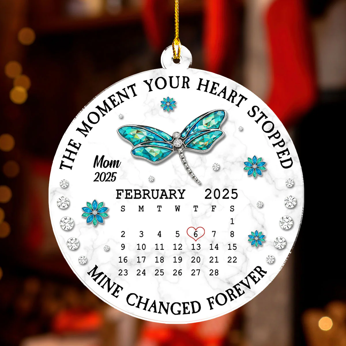 The Moment Your Heart Stopped Memorial - Personalized Custom 3D Effect Acrylic Ornament - Image 2