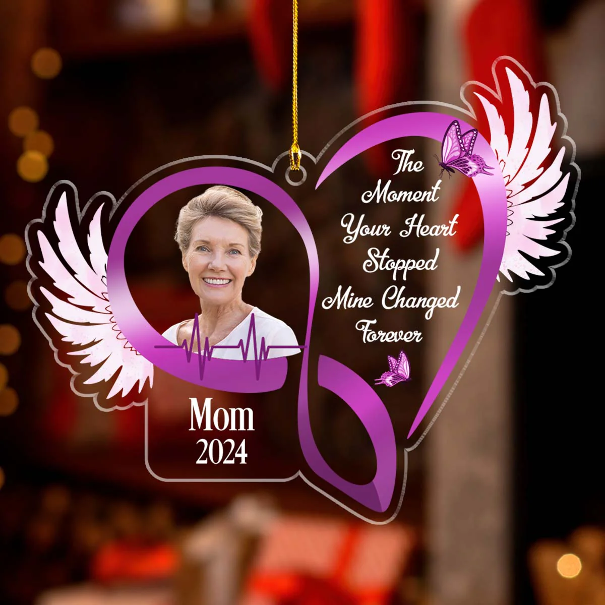 The Moment Your Heart Stopped Mine Changed Forever - Personalized Custom Acrylic Ornament - Image 2