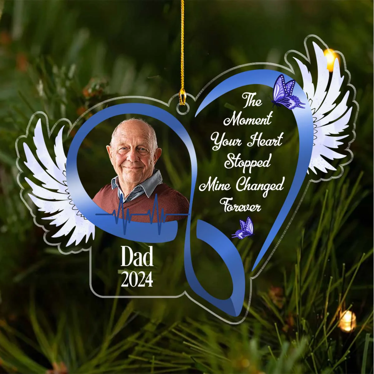 The Moment Your Heart Stopped Mine Changed Forever - Personalized Custom Acrylic Ornament - Image 4