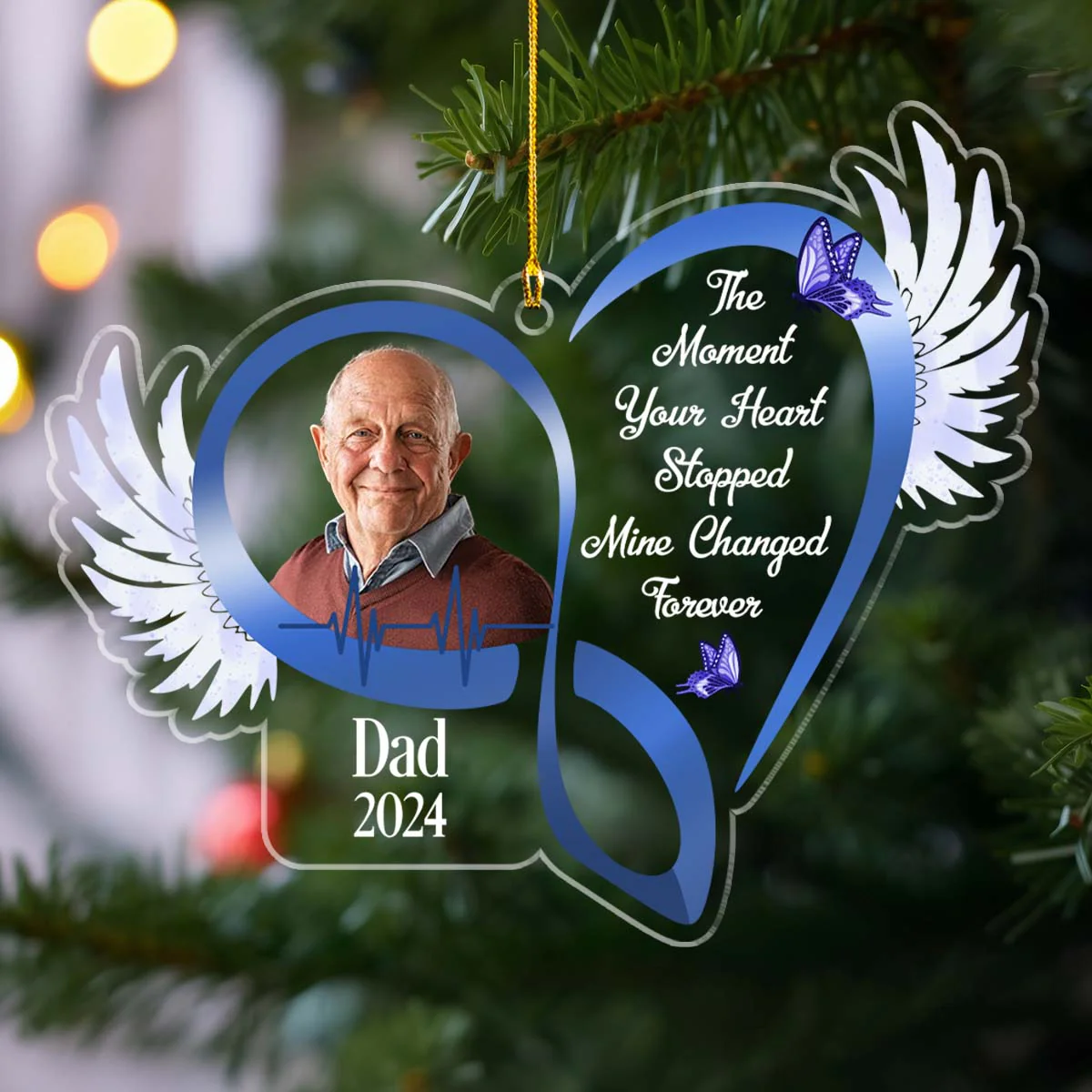 The Moment Your Heart Stopped Mine Changed Forever - Personalized Custom Acrylic Ornament - Image 5