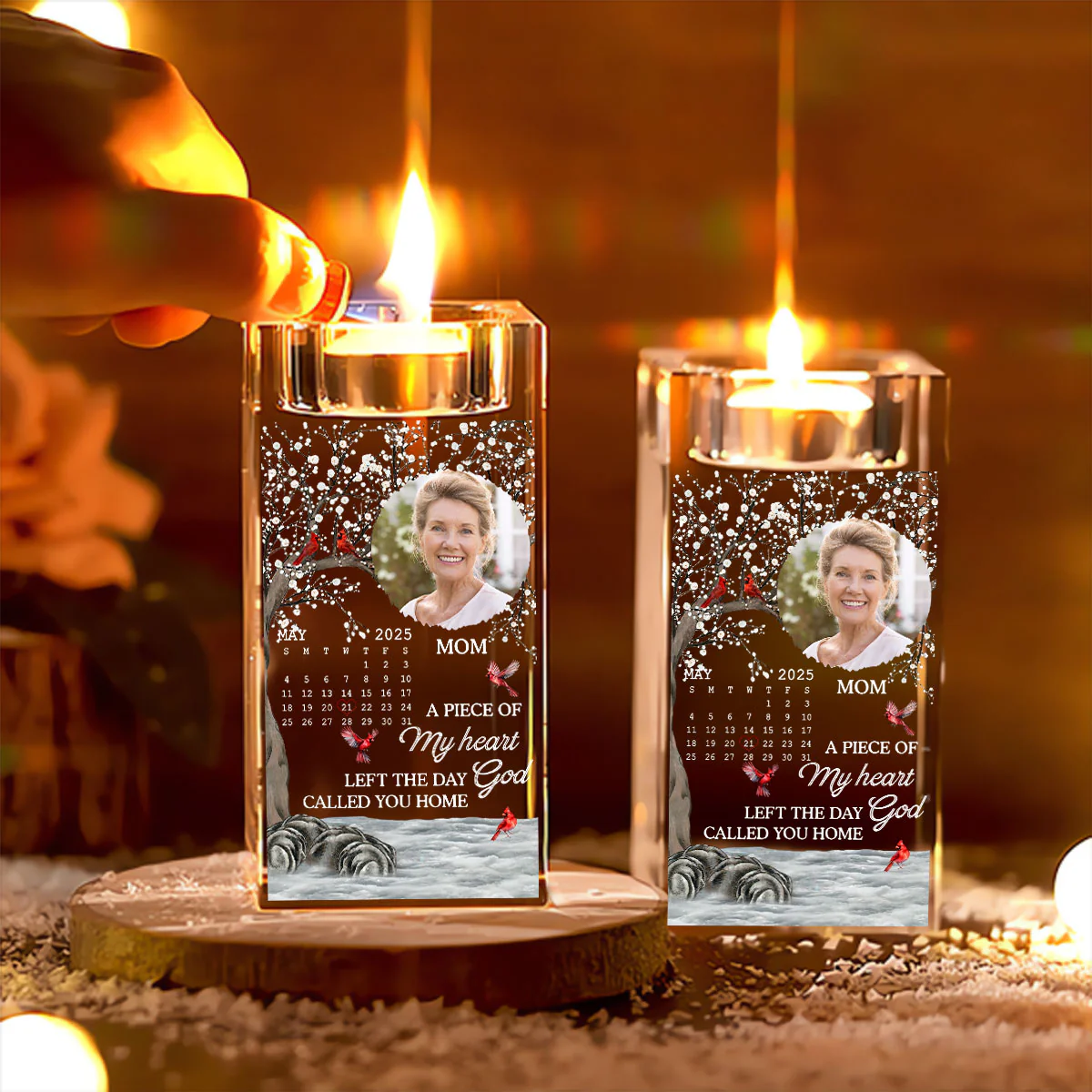 The Moment Your Heart Stopped Mine Changed Forever - Personalized Custom Crystal Candle Holder - Image 3