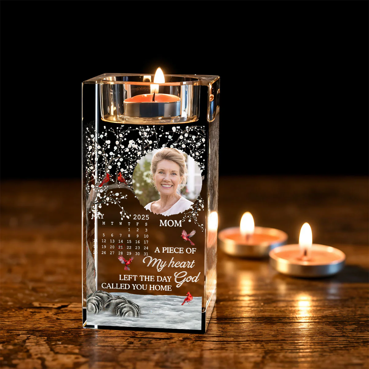 The Moment Your Heart Stopped Mine Changed Forever - Personalized Custom Crystal Candle Holder - Image 4