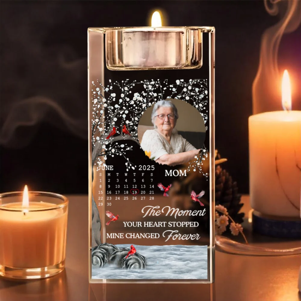 The Moment Your Heart Stopped Mine Changed Forever - Personalized Custom Crystal Candle Holder - Image 6