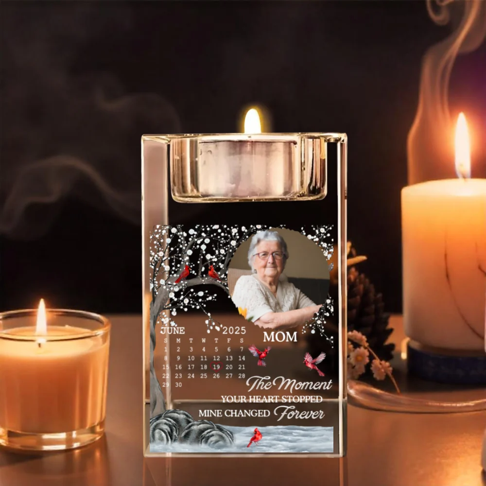 The Moment Your Heart Stopped Mine Changed Forever - Personalized Custom Crystal Candle Holder - Image 7