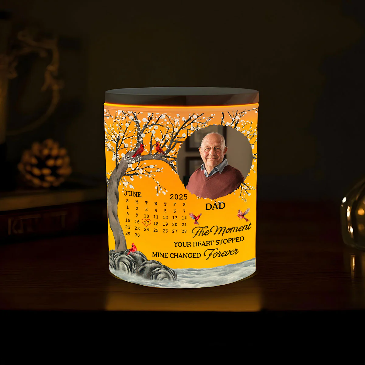The Moment Your Heart Stopped Mine Changed Forever - Personalized Custom Glass Jar With LED Candle - Image 4