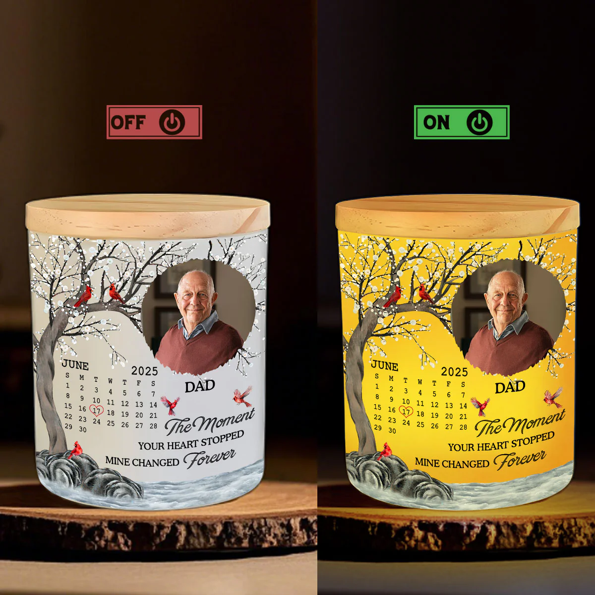 The Moment Your Heart Stopped Mine Changed Forever - Personalized Custom Glass Jar With LED Candle - Image 5