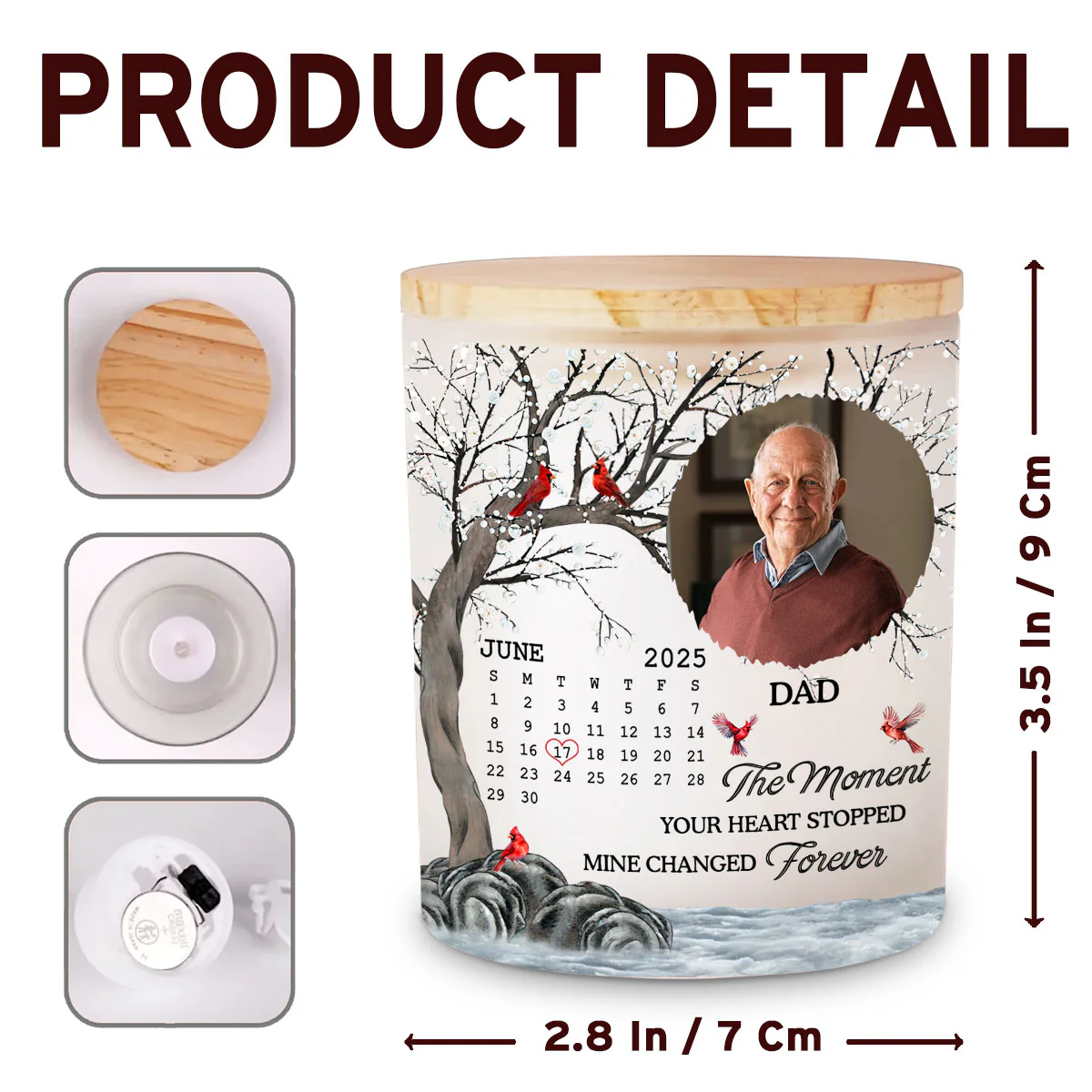 The Moment Your Heart Stopped Mine Changed Forever - Personalized Custom Glass Jar With LED Candle - Image 6