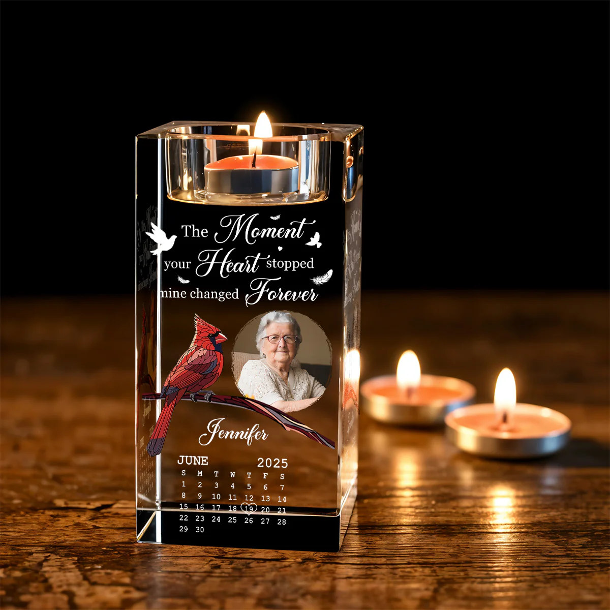 The Moment Your Heart Stopped - Personalized Custom Crystal Candle Holder - Image 5