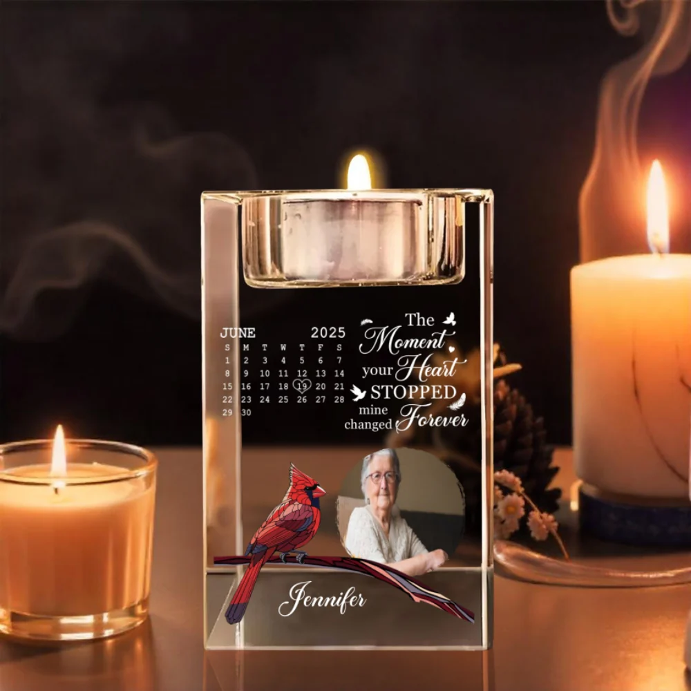 The Moment Your Heart Stopped - Personalized Custom Crystal Candle Holder - Image 7
