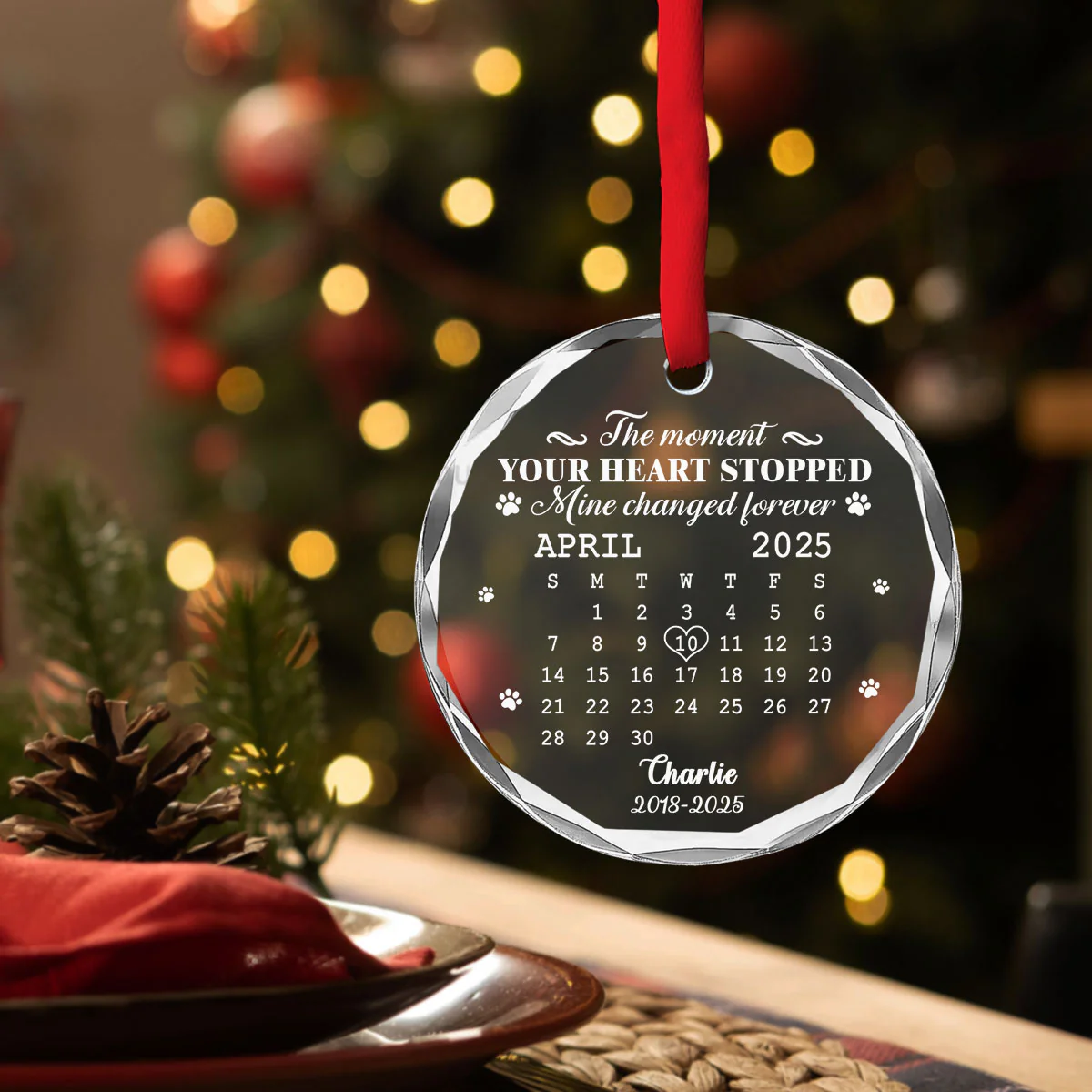 The Moment Your Heart Stopped - Personalized Custom Glass Ornament - Image 4