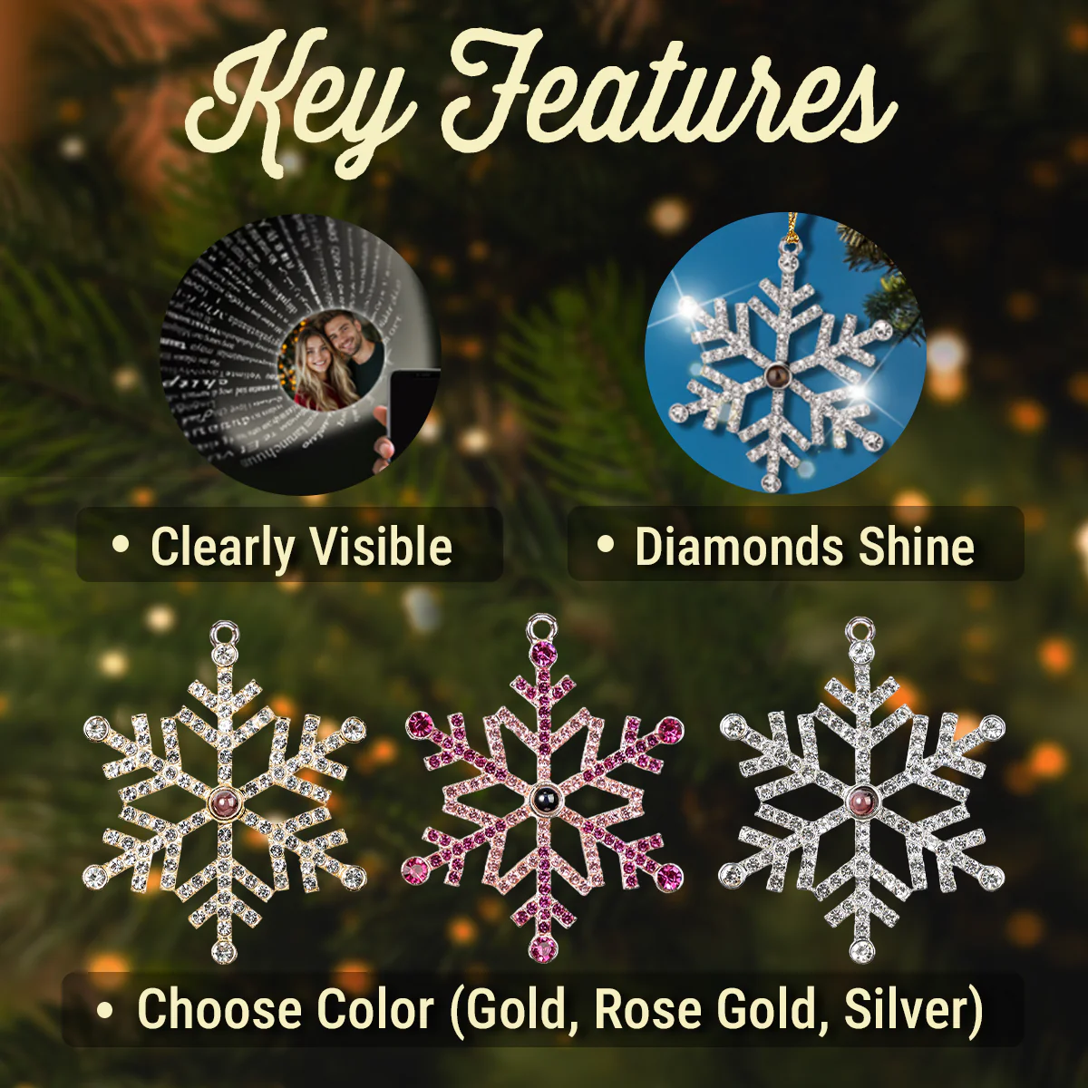 The Moment Your Heart Stopped - Personalized Custom Photo Snowflake Projection Ornament - Image 5