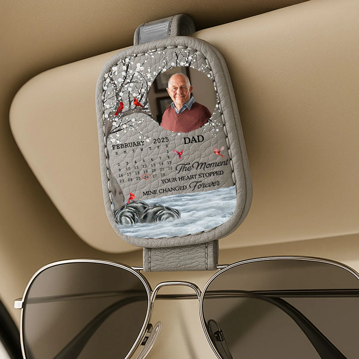 The Moment Your Heart Stopped - Personalized Custom Sunglasses Holder For Car Visor - Image 4