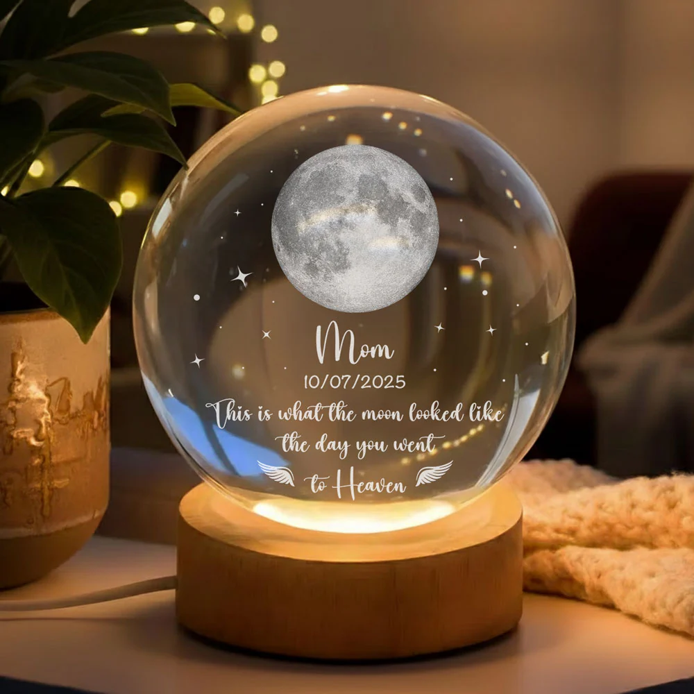 The Moon That Day - Personalized Custom Crystal Globe Lamp