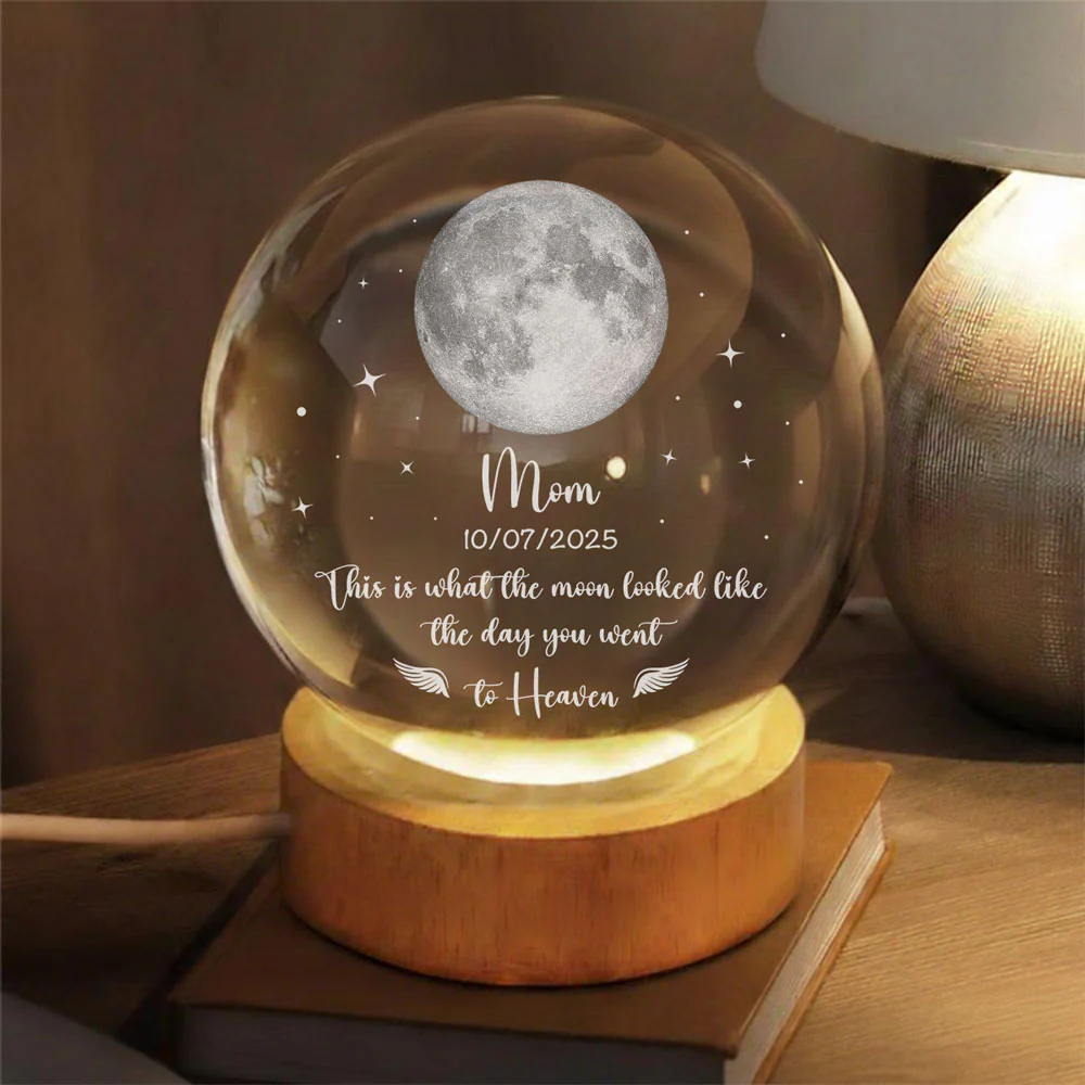 The Moon That Day - Personalized Custom Crystal Globe Lamp - Image 2