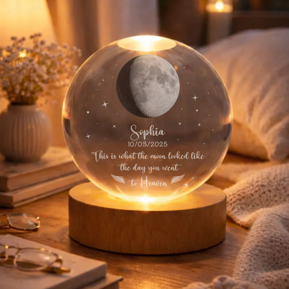 The Moon That Day - Personalized Custom Crystal Globe Lamp - Image 5