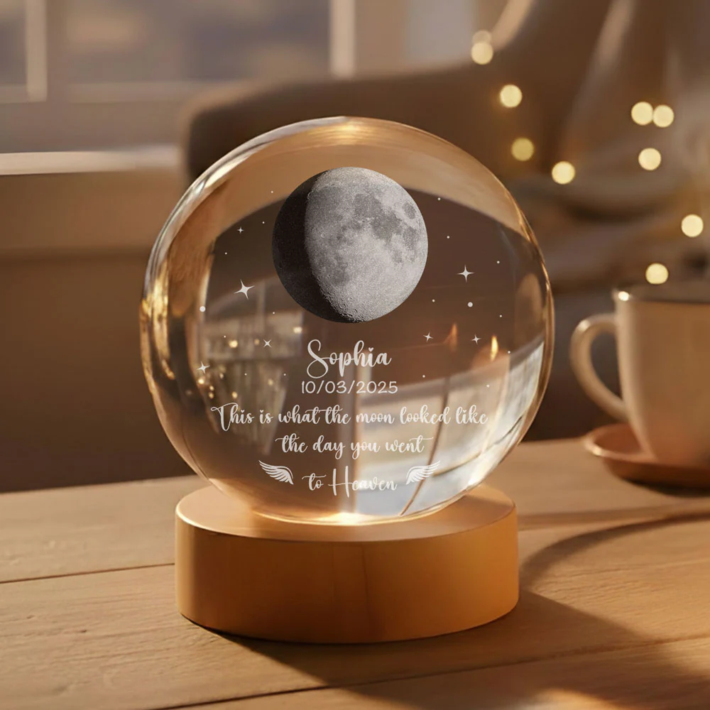 The Moon That Day - Personalized Custom Crystal Globe Lamp - Image 6