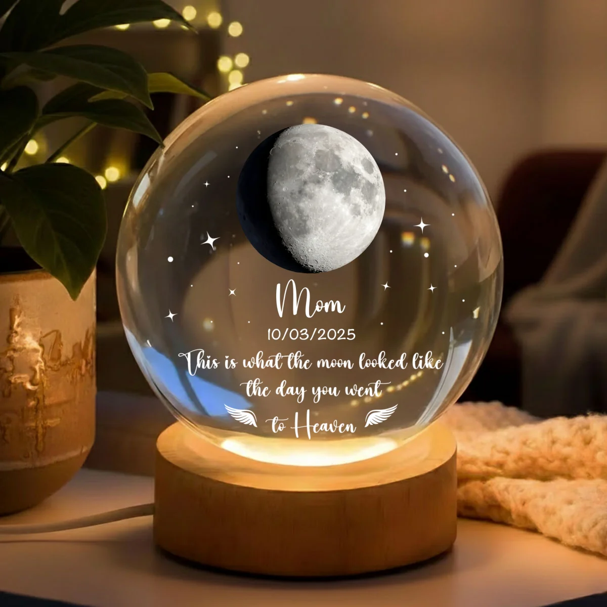 The Moon That Day - Personalized Custom Crystal Globe Lamp - Image 8
