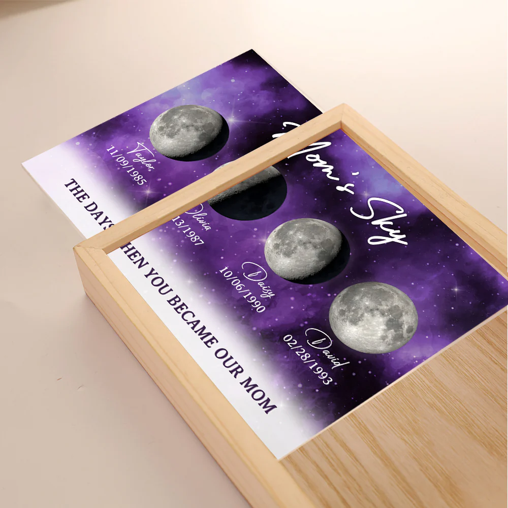 The Moon When You Become Mom - Personalized Custom Frame Light Box - Image 2