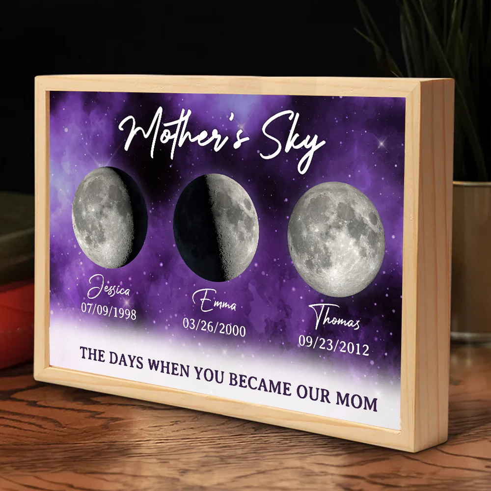 The Moon When You Become Mom - Personalized Custom Frame Light Box - Image 3