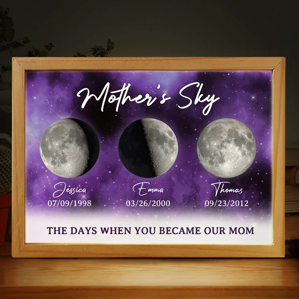The Moon When You Become Mom - Personalized Custom Frame Light Box - Image 4