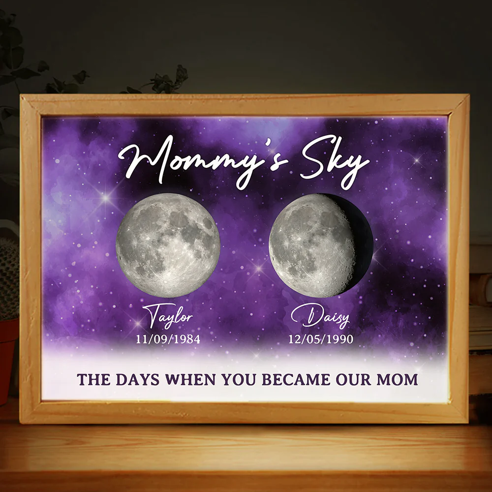 The Moon When You Become Mom - Personalized Custom Frame Light Box - Image 5