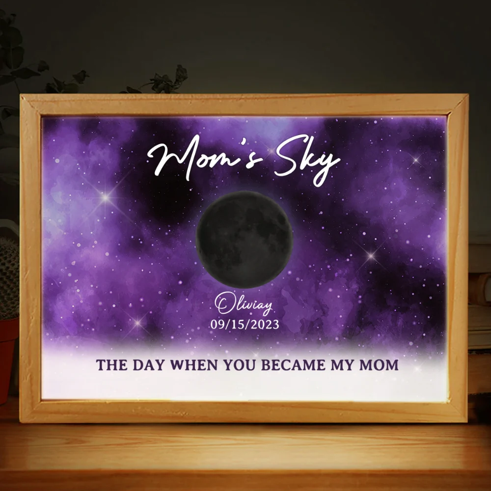 The Moon When You Become Mom - Personalized Custom Frame Light Box - Image 7