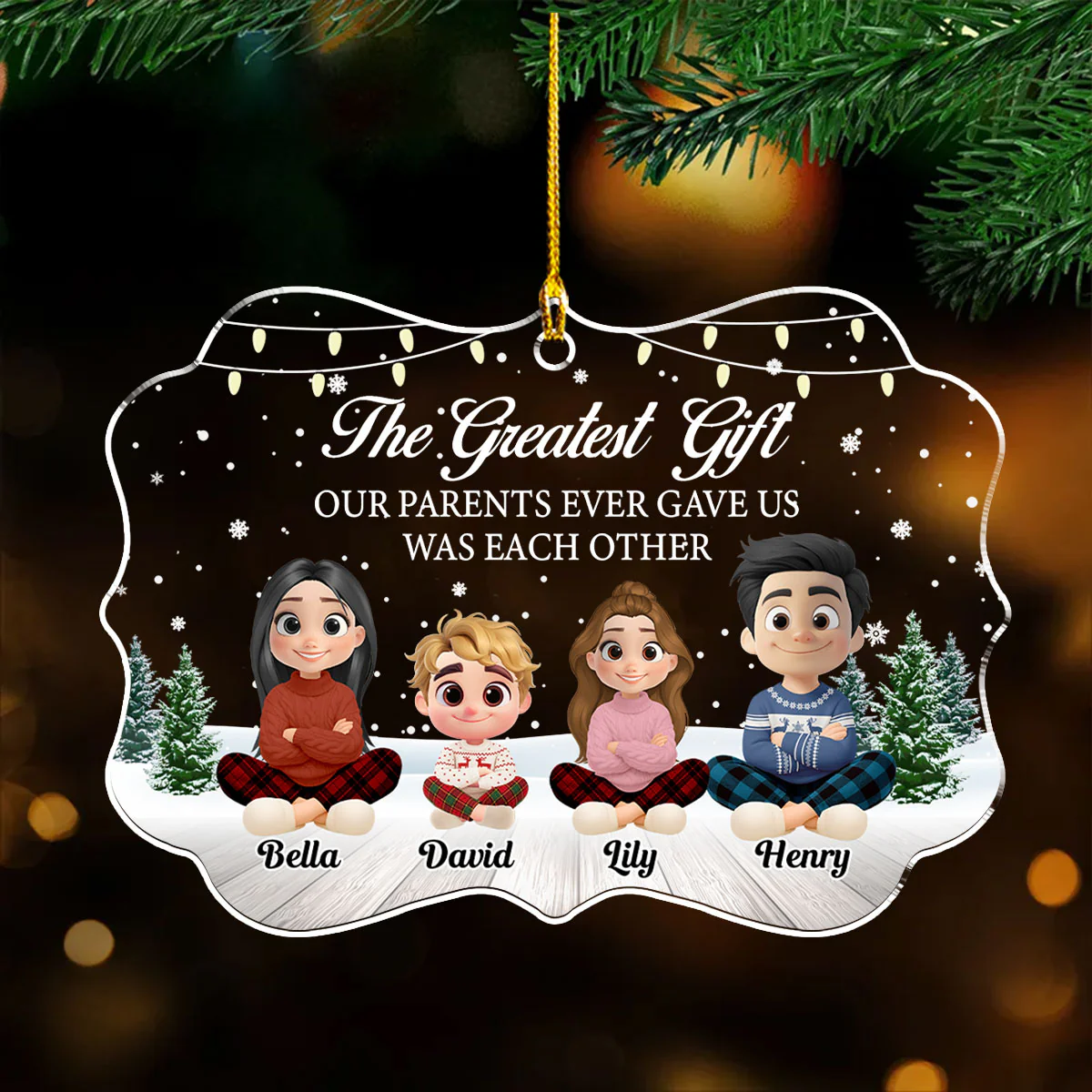 The Most Precious Gift Is Us - Personalized Custom Acrylic Ornament - Image 4