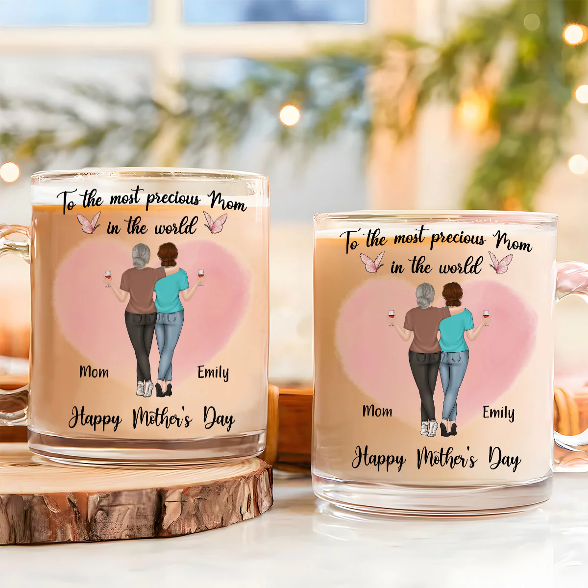 The Most Precious Mom - Personalized Custom Glass Mug - Image 2