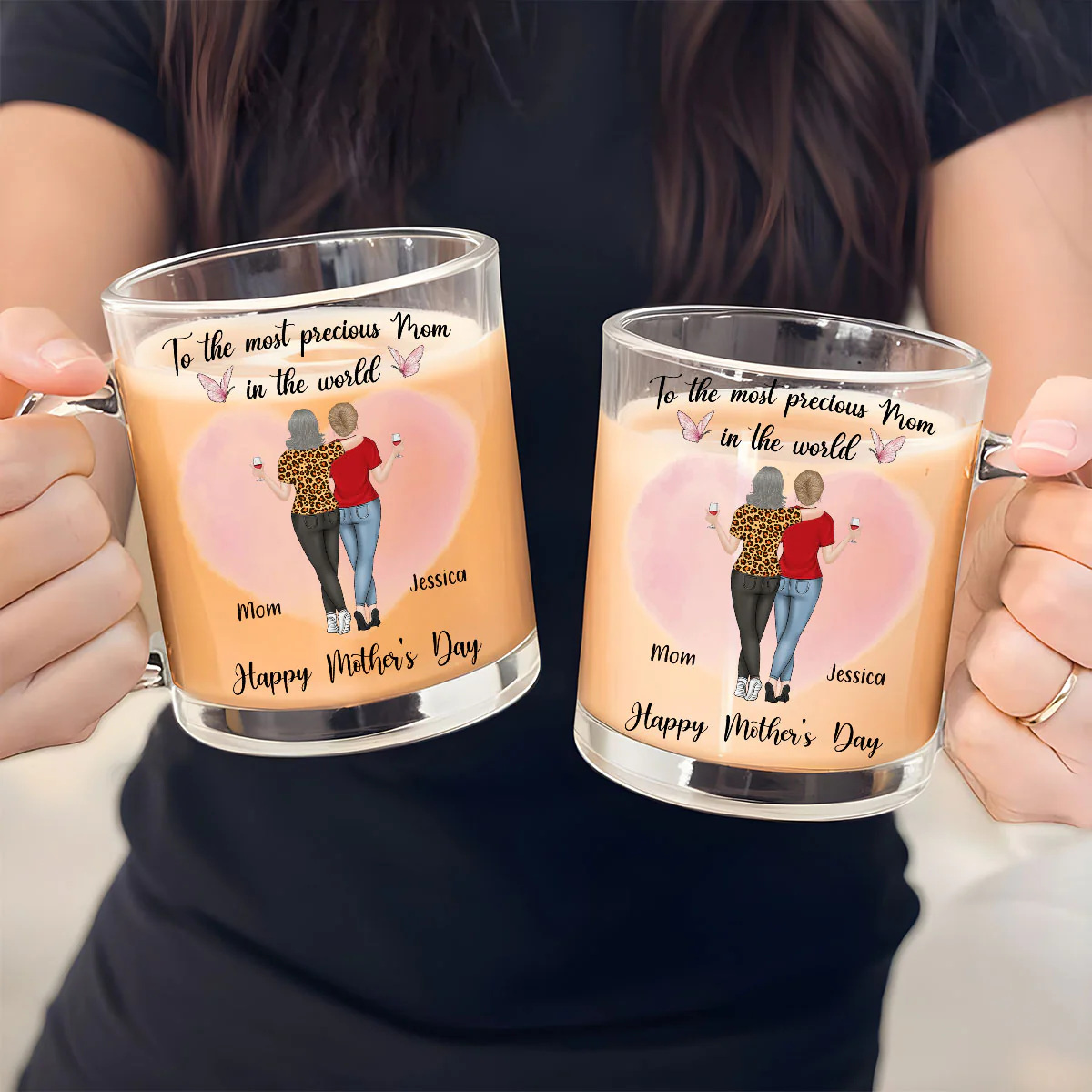 The Most Precious Mom - Personalized Custom Glass Mug - Image 4