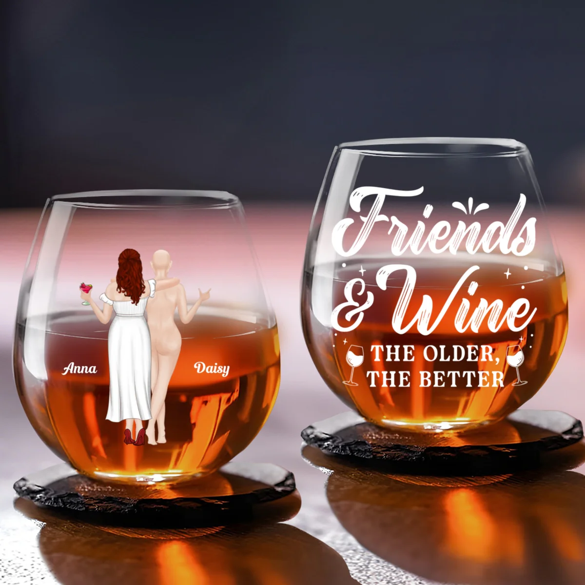 The Older The Better - Personalized Custom Wine Glass - Image 4