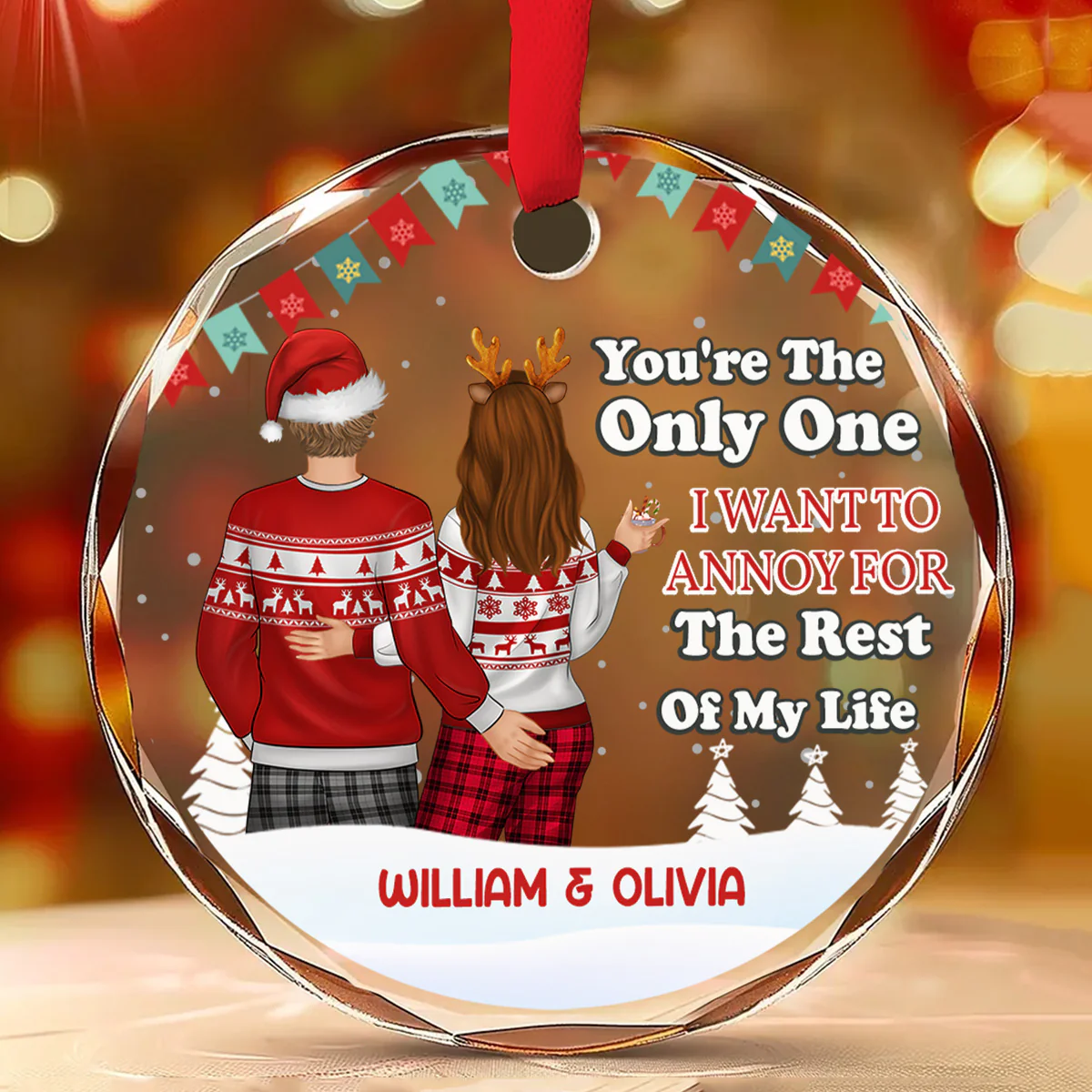 The Only One I Want - Personalized Custom Glass Ornament - Image 3