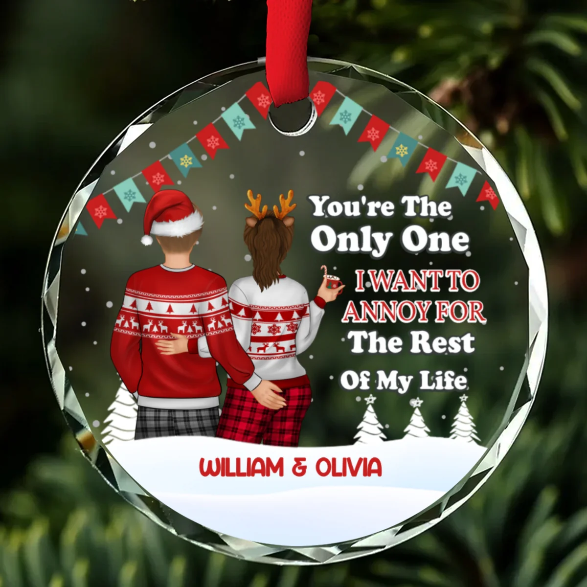 The Only One I Want - Personalized Custom Glass Ornament - Image 4