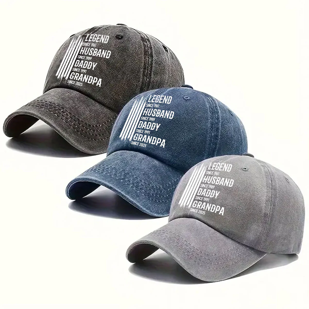 The Original Legend - Personalized Custom Vintage Washed Denim Cap - Image 4