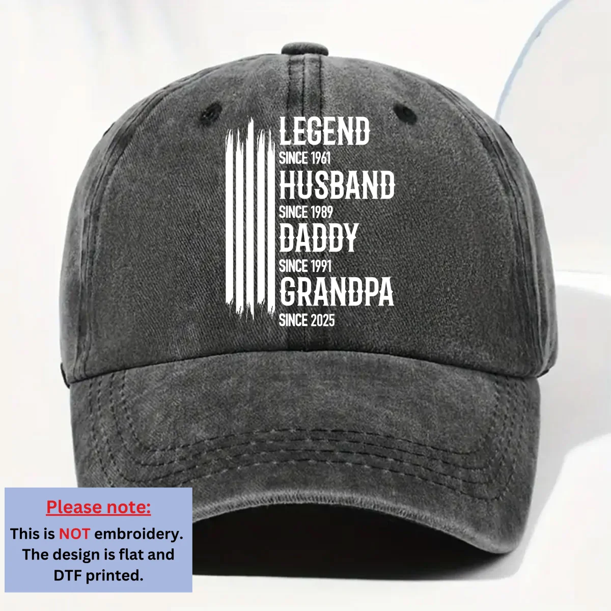The Original Legend - Personalized Custom Vintage Washed Denim Cap - Image 6