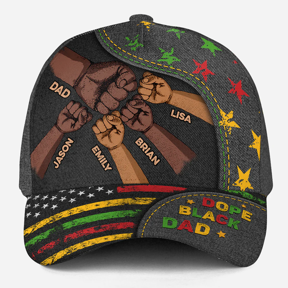 The Power Of Black Dad - Personalized Custom Classic Cap