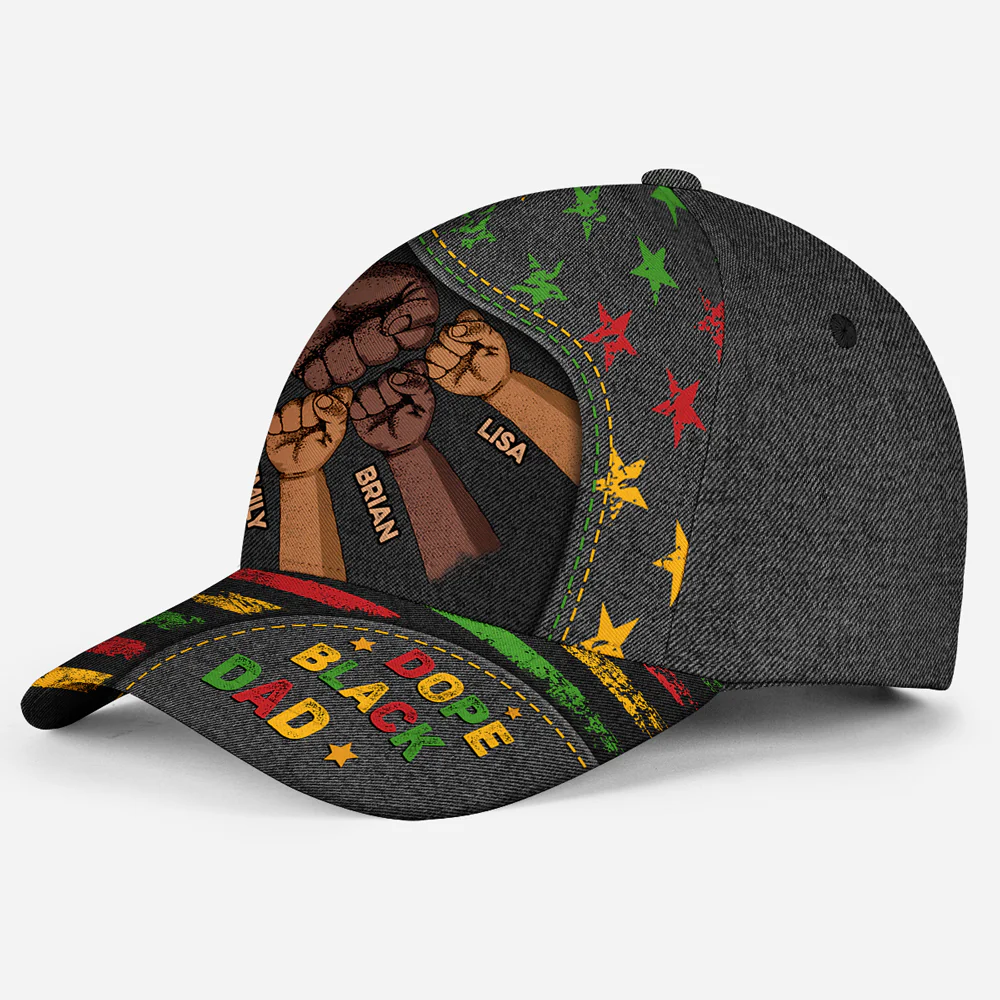The Power Of Black Dad - Personalized Custom Classic Cap - Image 5