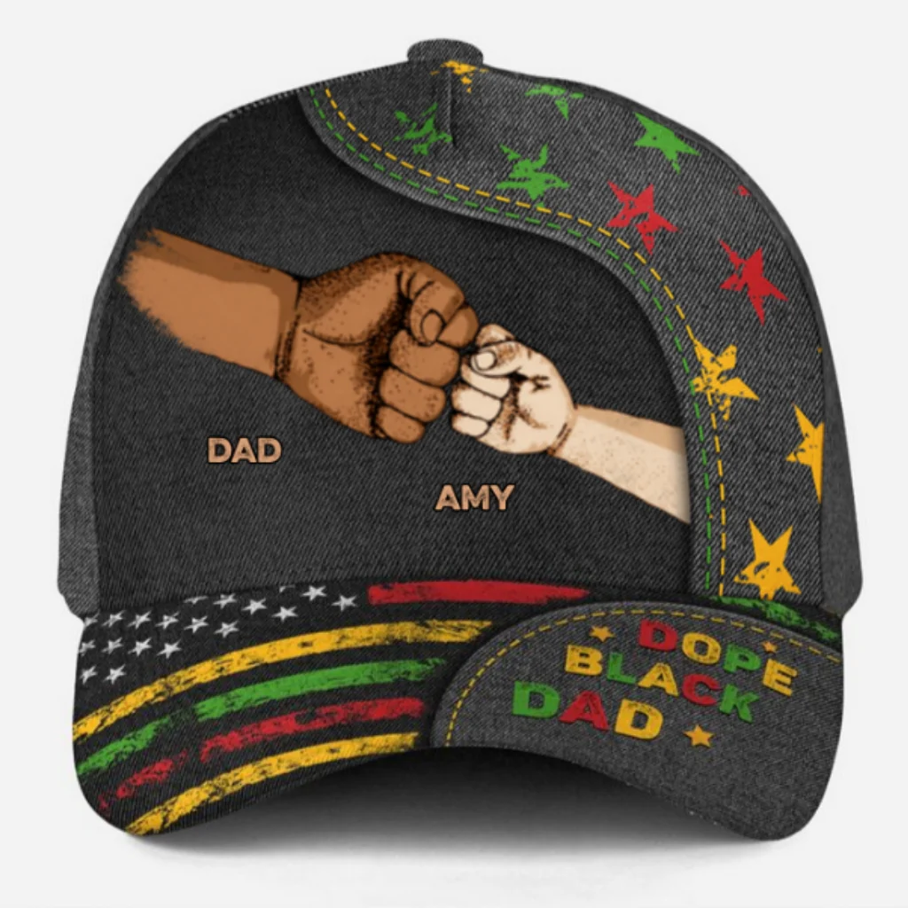 The Power Of Black Dad - Personalized Custom Classic Cap - Image 8
