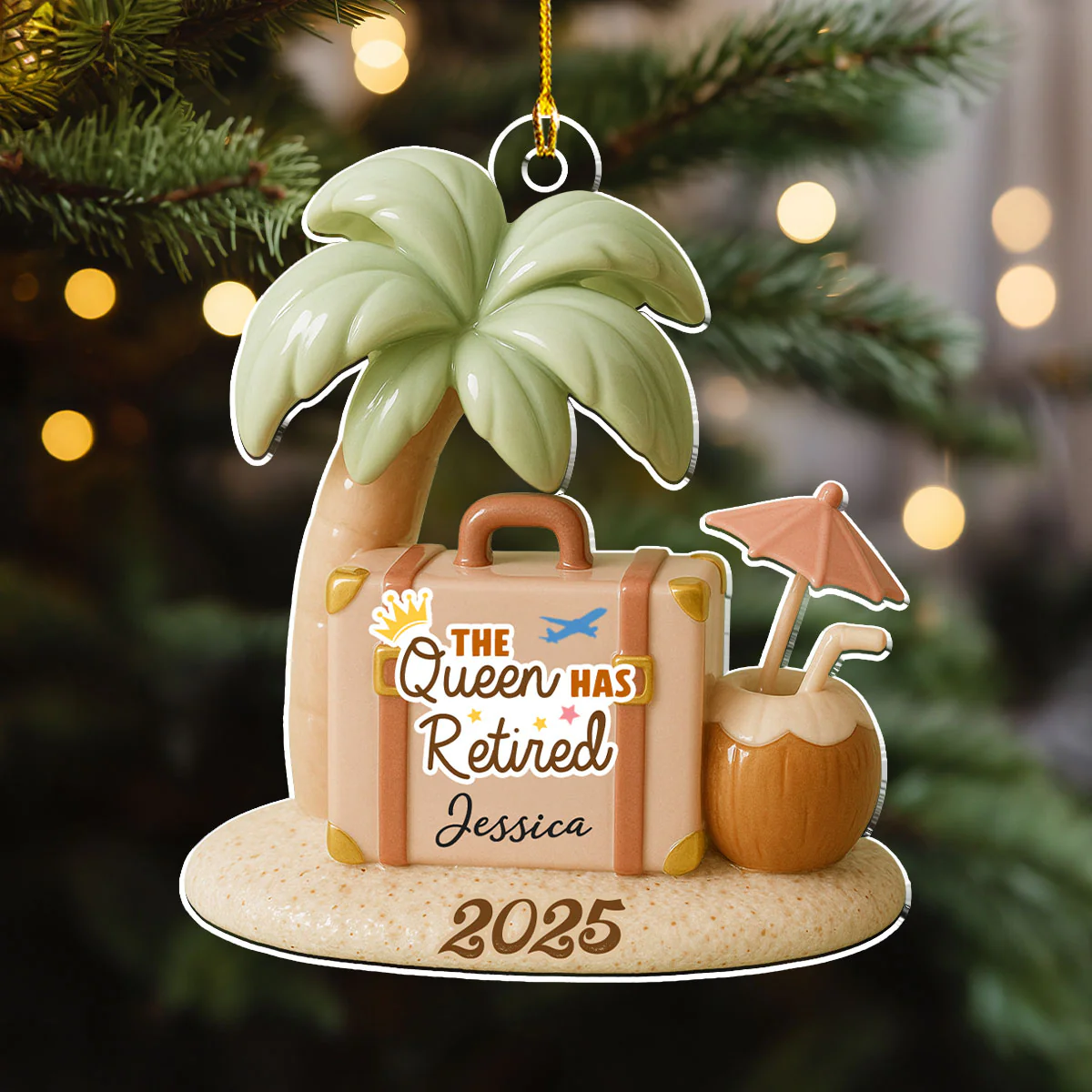 The Queen Has Retired - Personalized Custom Acrylic Ornament - Image 3