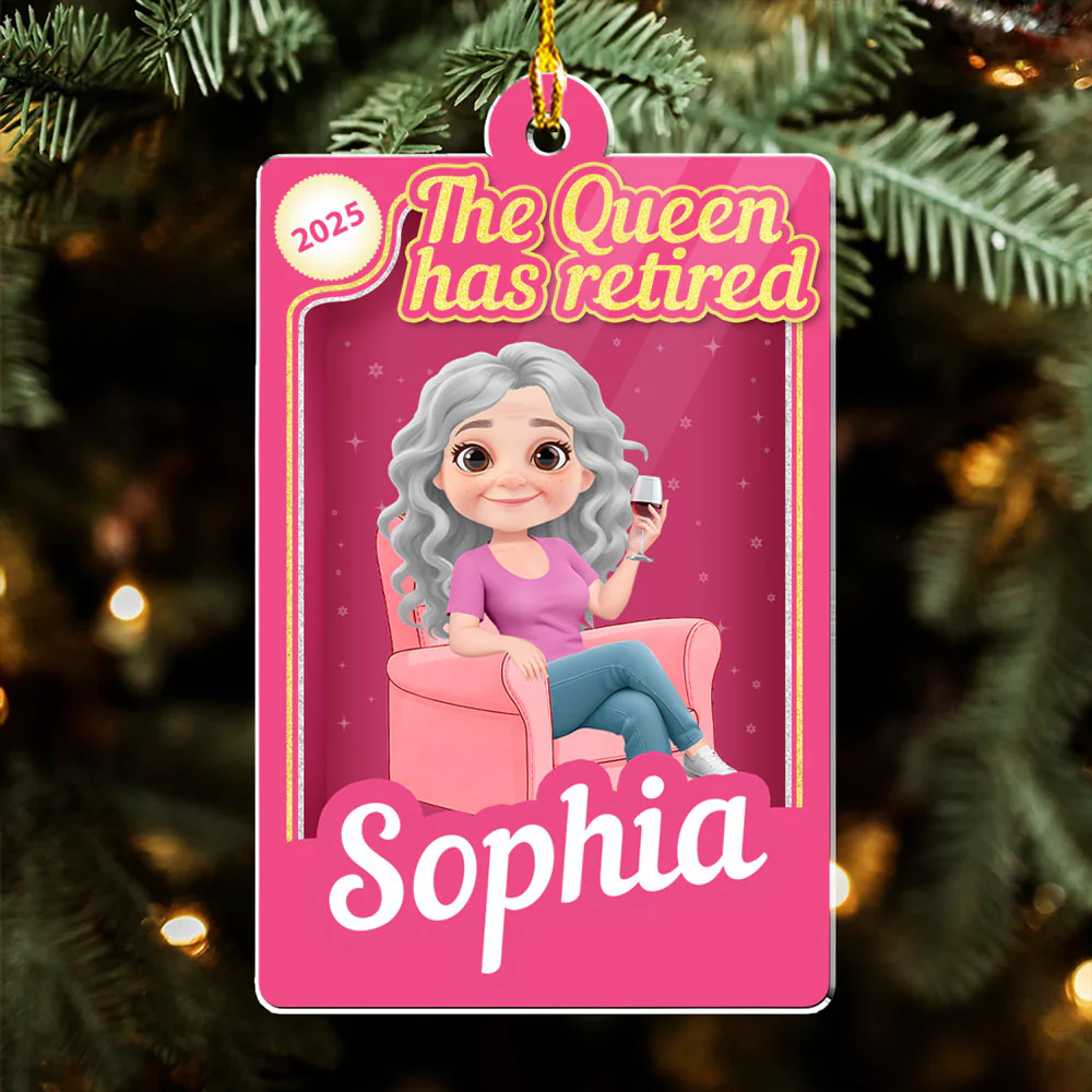 The Queen Has Retired - Personalized Custom Acrylic Ornament - Image 3