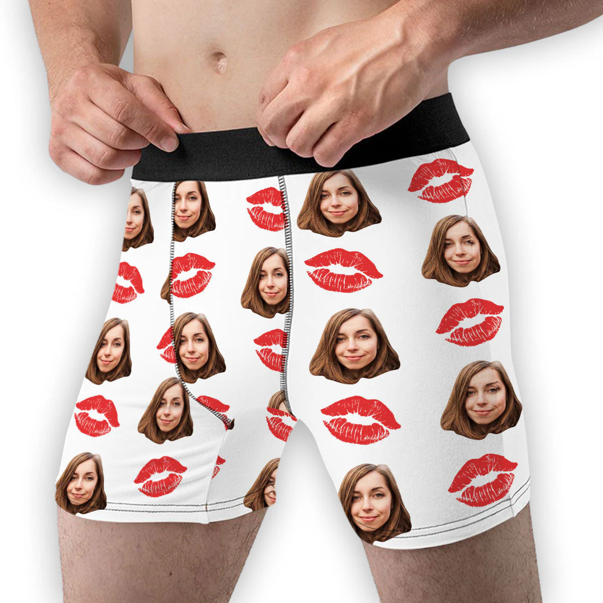 The Red Lip Of - Personalized Photo Men's Boxer Briefs - Image 2