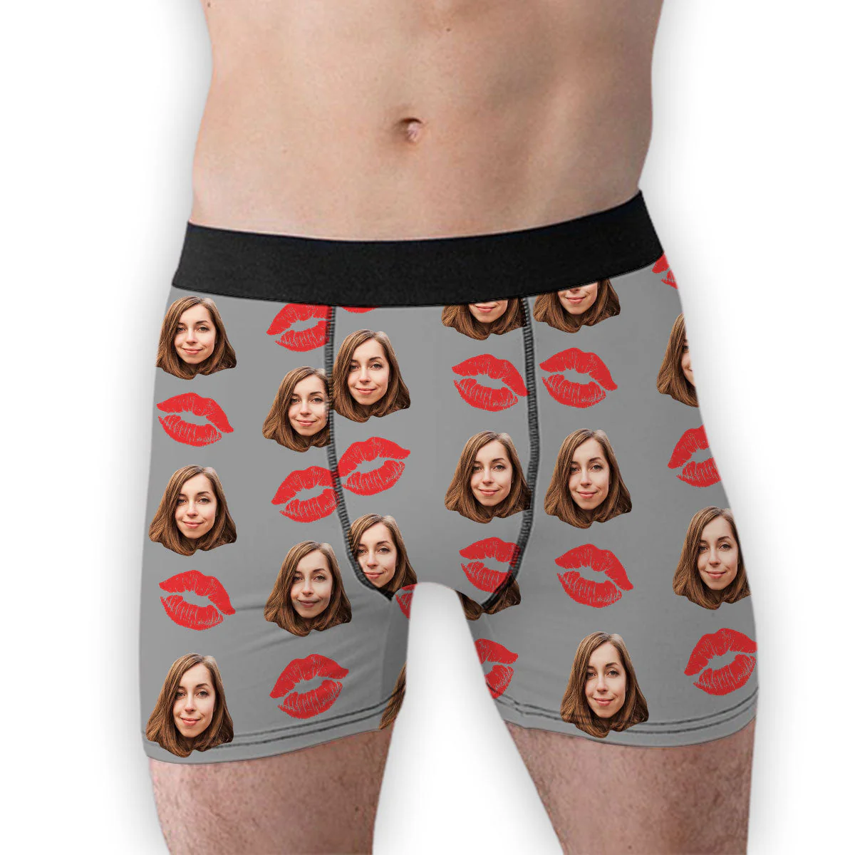The Red Lip Of - Personalized Photo Men's Boxer Briefs - Image 4