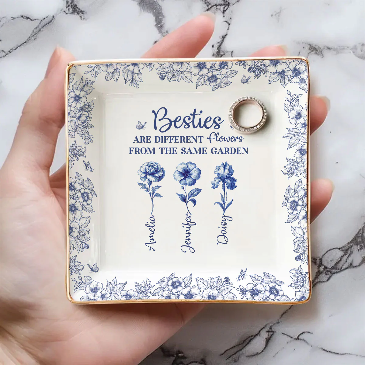 The Same Garden More Flowers Version - Personalized Custom Jewelry Dish - Image 3