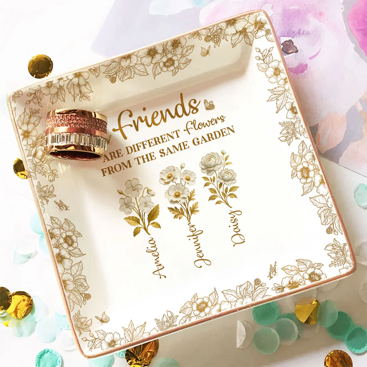 The Same Gold Garden - Personalized Custom Jewelry Dish - Image 3