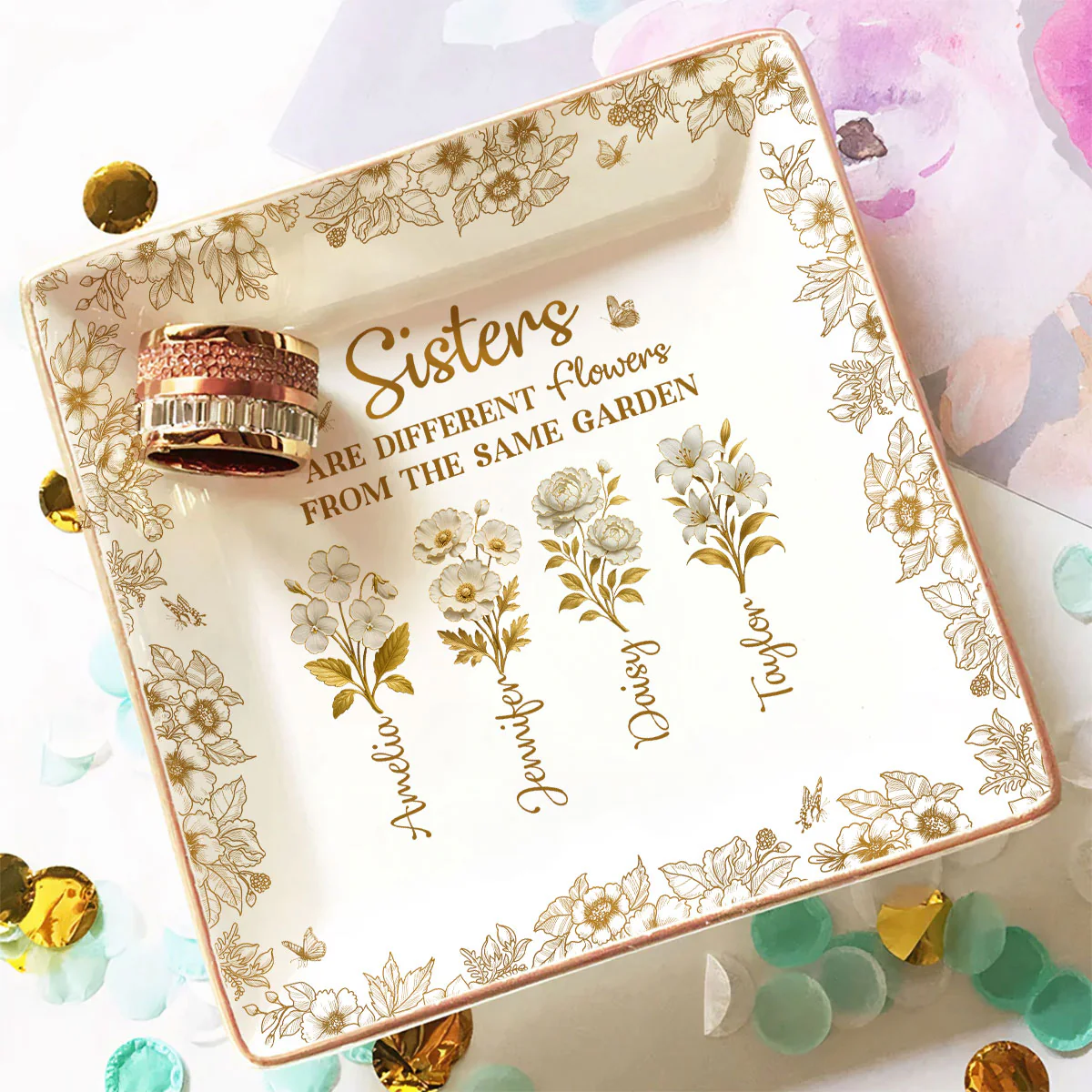 The Same Gold Garden - Personalized Custom Jewelry Dish - Image 4