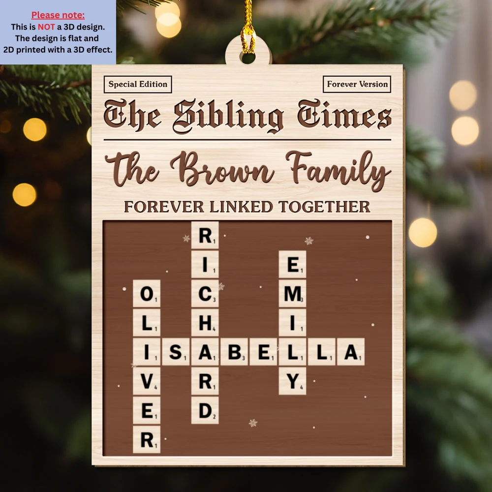 The Siblings Time - Personalized Custom 3D Effect Wood Ornament - Image 5