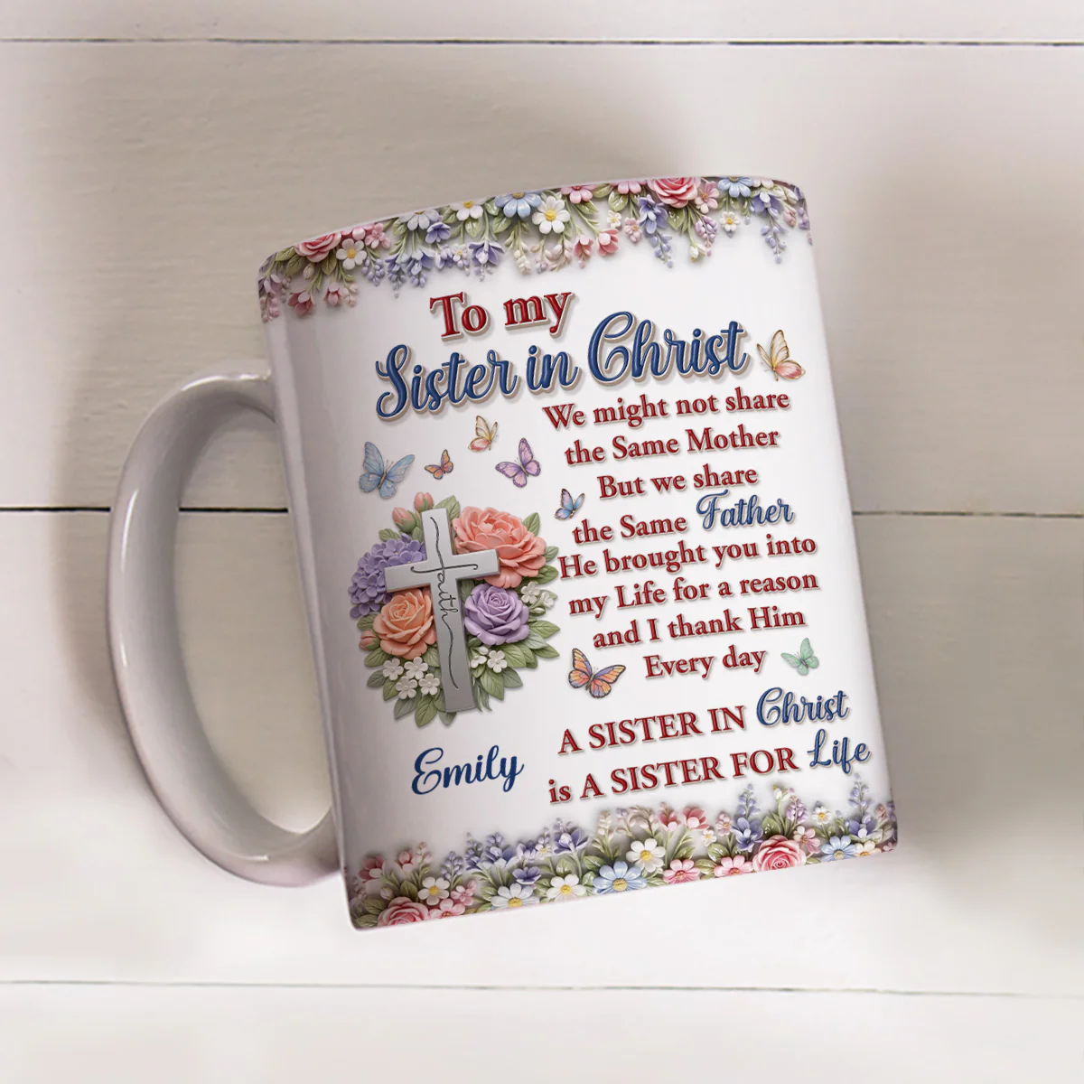 The Sister For Life - Personalized 3D Effect Custom Mug - Image 3