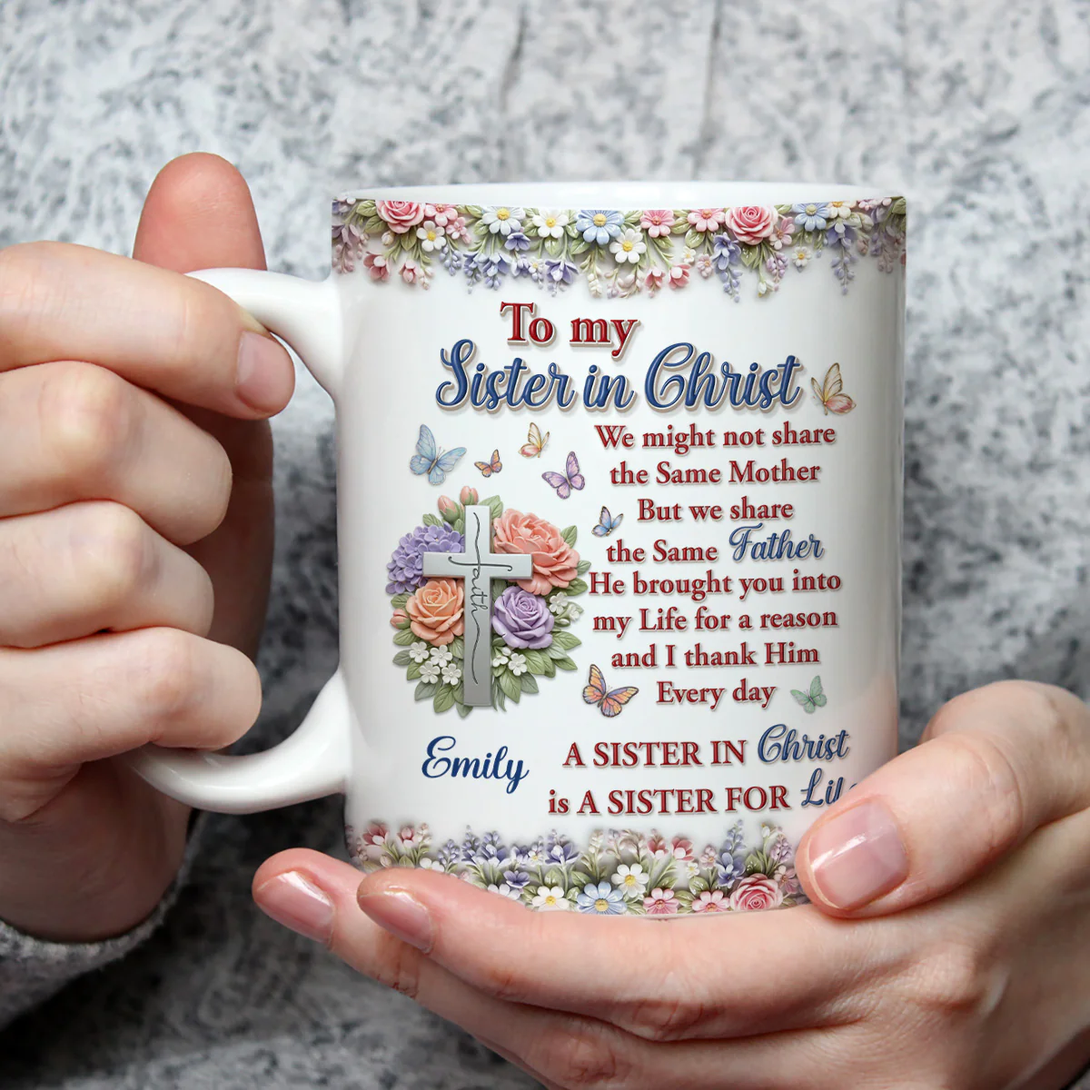 The Sister For Life - Personalized 3D Effect Custom Mug - Image 4